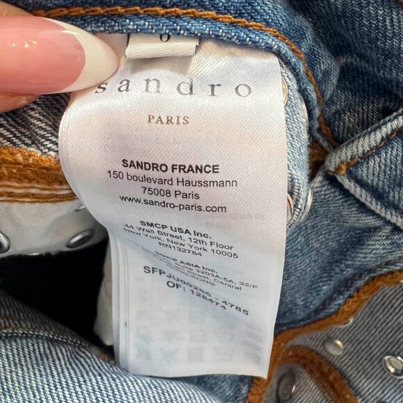 Sandro Denim Mini Skirt with Crystals - Picture 3 of 6